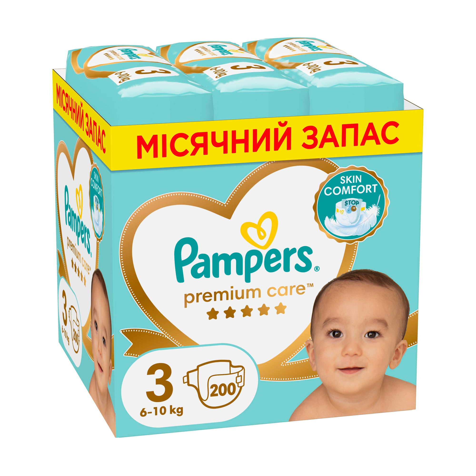 Підгузки Pampers Premium Care розмір 3 (6-10 кг), 200 шт