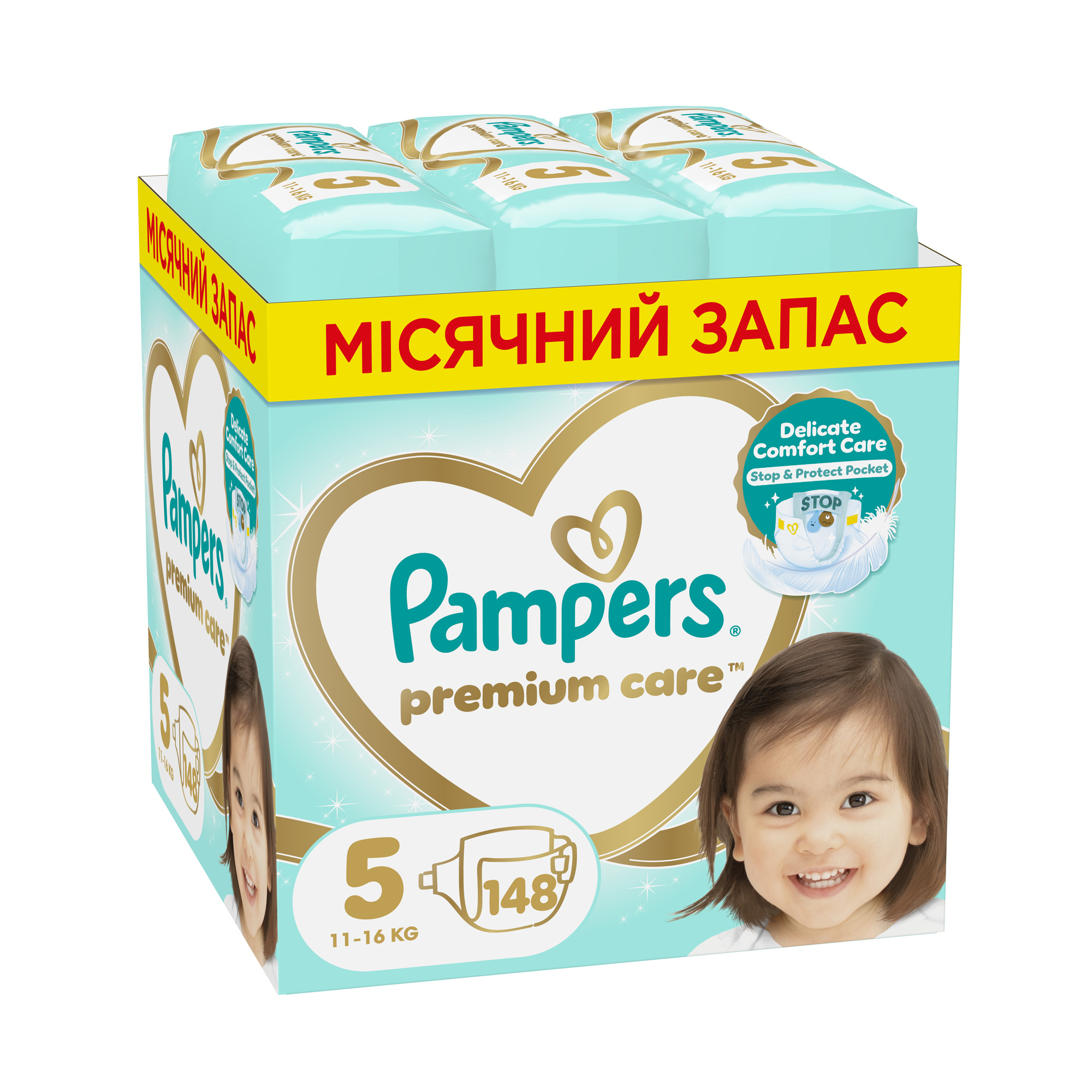 Підгузки Pampers Premium Care розмір 5 (11-16 кг), 148 шт