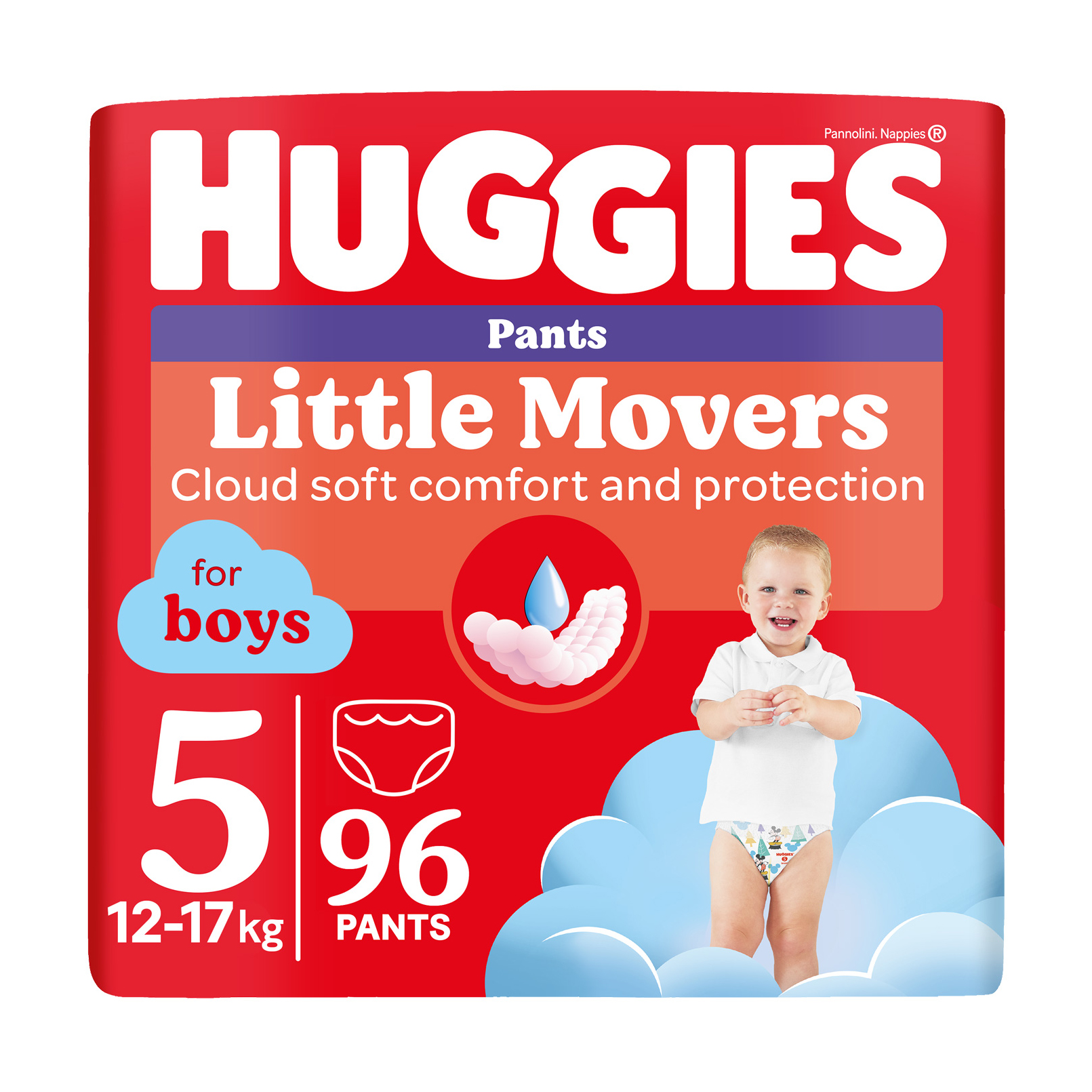 Підгузки-трусики Huggies Little Movers Pants для хлопчиків, розмір 5 (12-17 кг), 96 шт