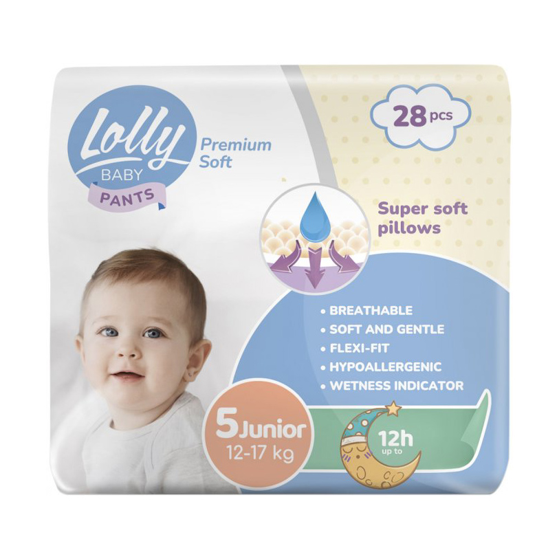 Підгузки-трусики Lolly Premium Soft Junior розмір 5 (12-17 кг), 28 шт