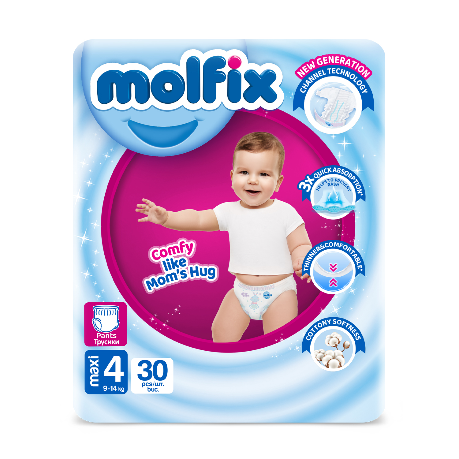 Підгузки-трусики Molfix Twin Maxi розмір 4 (9-14 кг), 30 шт