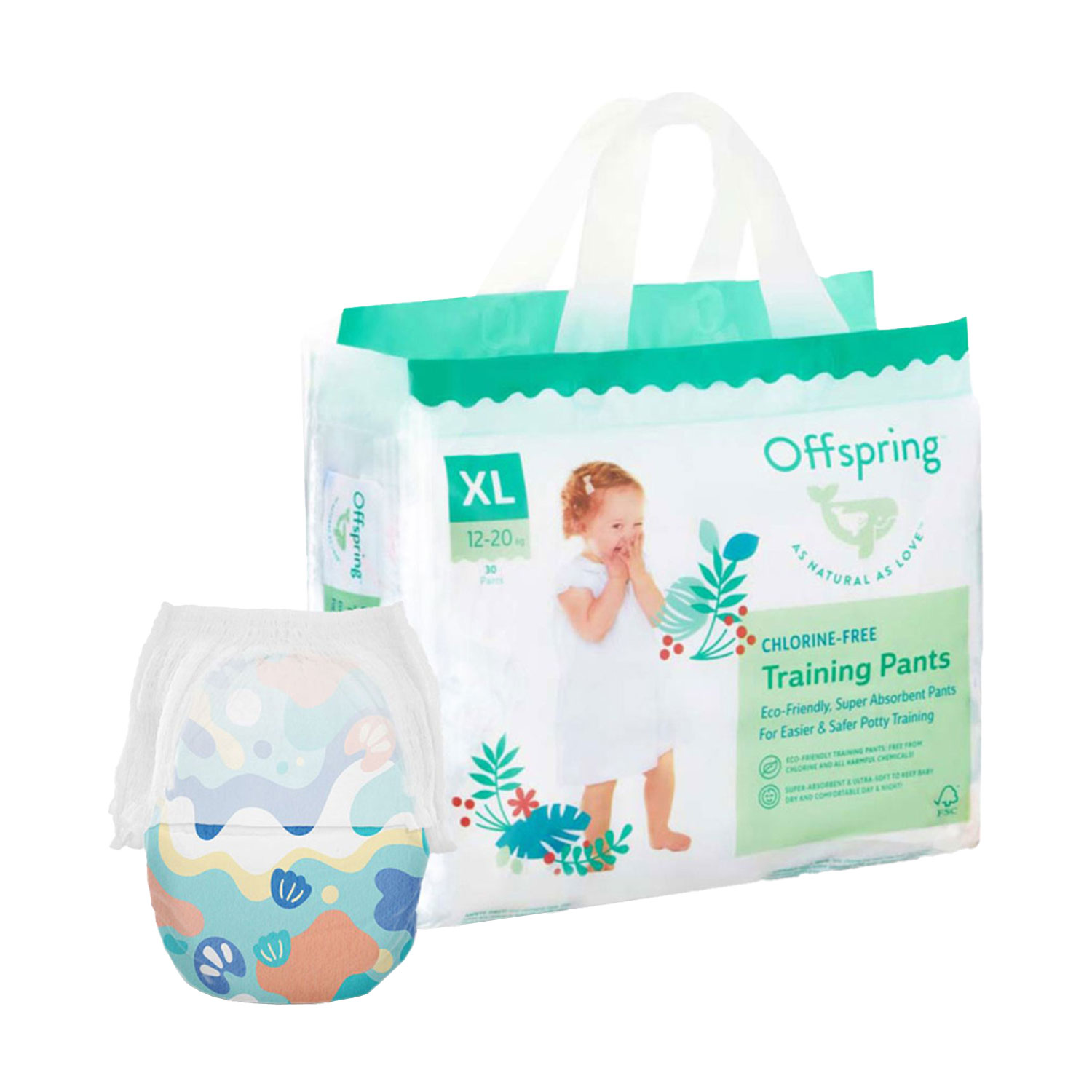 Підгузки-трусики Offspring Aquatic розмір XL (12-20 кг), 30 шт