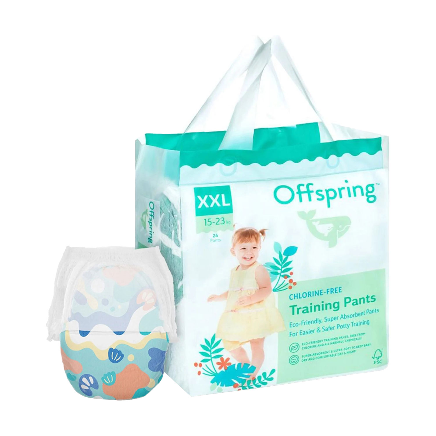 Підгузки-трусики Offspring Aquatic розмір XXL (15-23 кг), 24 шт