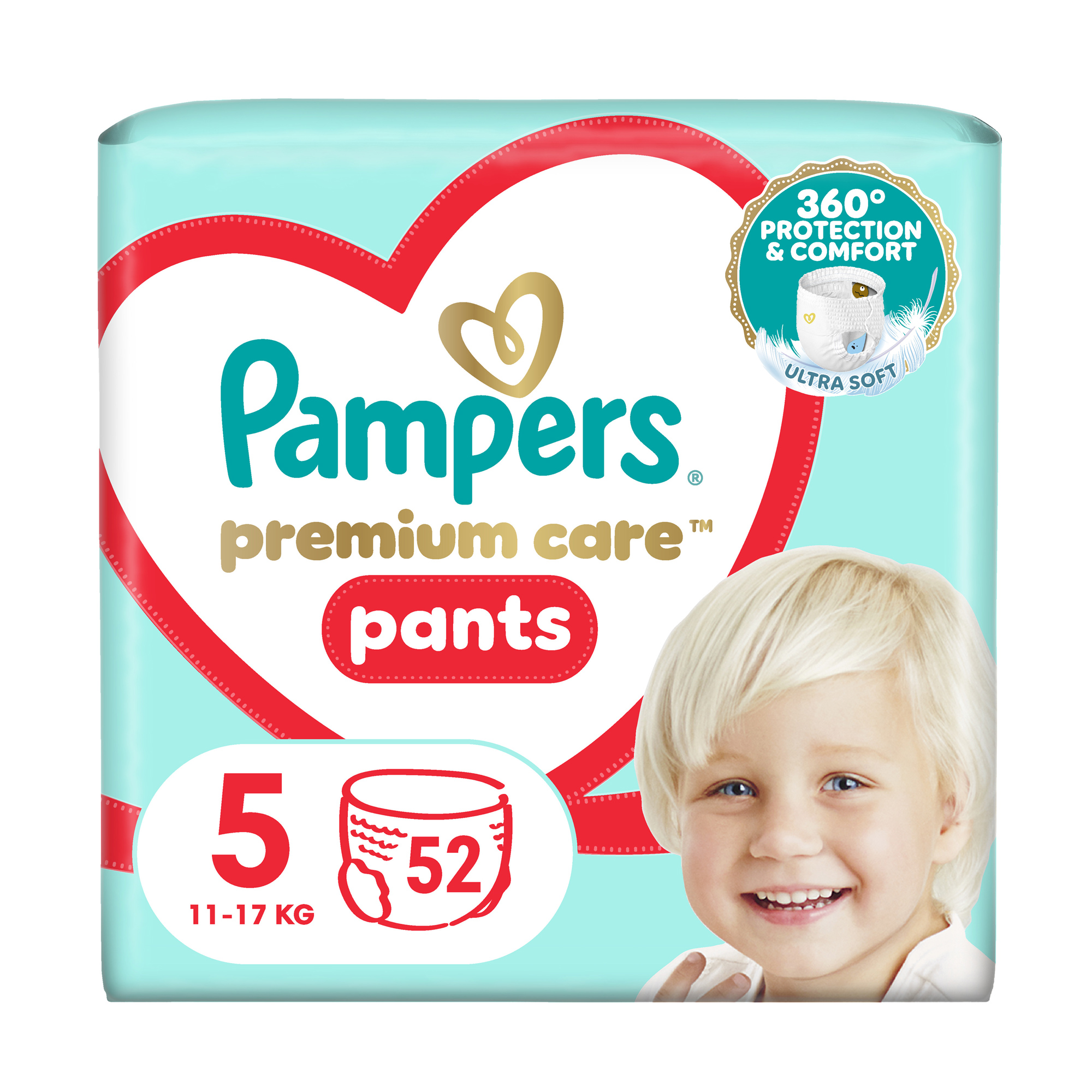 Підгузки-трусики Pampers Premium Care Pants, розмір 5 (11–17 кг), 52 шт