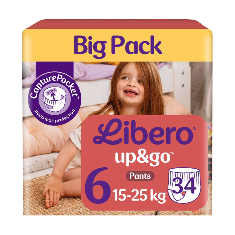 Підгузники Libero Up&amp;Go розмір 6 (15-25 кг), 34 шт