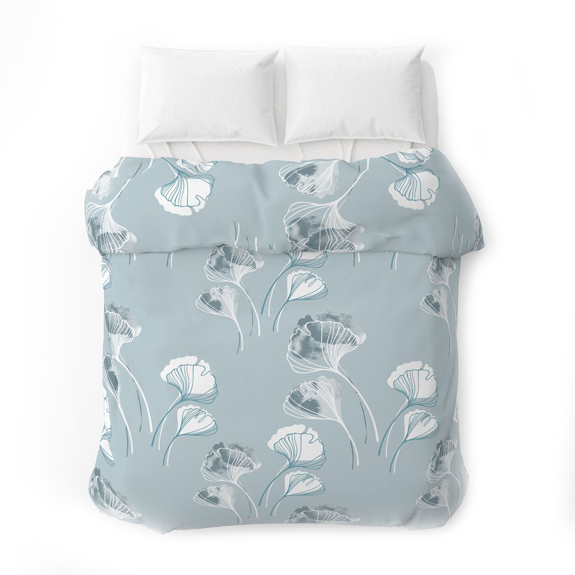Підковдра бязева Home Line Гінкго білоба, сіро-блакитна, 145*215 см (165384)