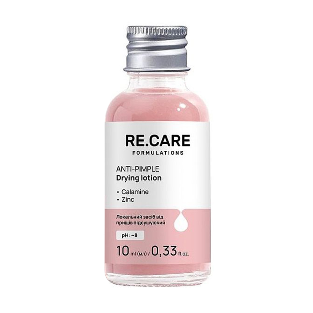 Підсушувальний локальний засіб для обличчя Re.Care Anti-Pimple Drying Lotion від прищів, з каламіном та цинком, 10 мл