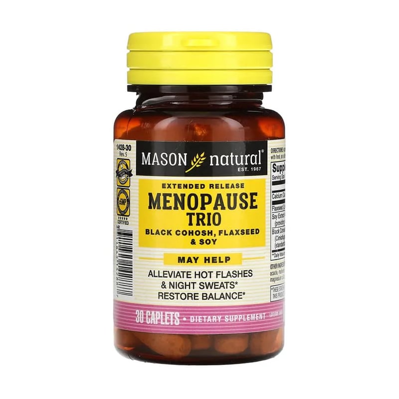 Підтримка в разі менопаузи Mason Natural Menopause Relief Black Cohosh, Flaxseed and Soy, 30 каплет