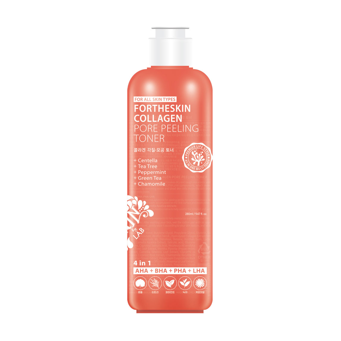 Пілінг-тонер для обличчя Fortheskin Collagen Pore Peeling Toner з колагеном, 280 мл