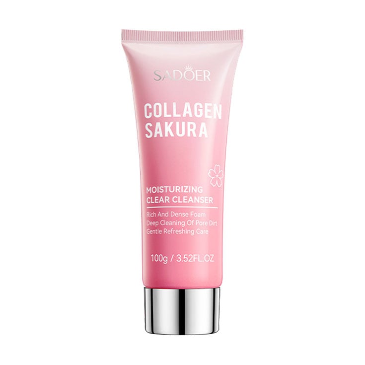 Пінка для обличчя Sadoer Collagen Sakura Moisturizing Clear Cleanser з екстрактом сакури, 100 г