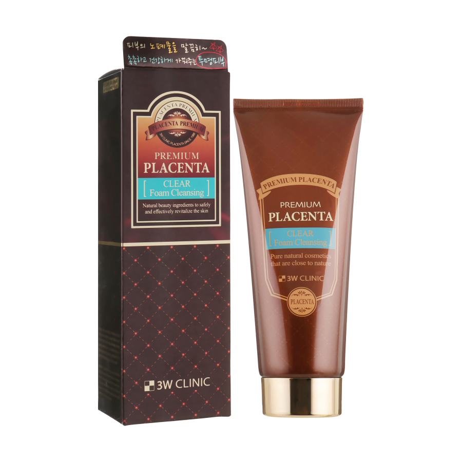 Пінка для вмивання 3W Clinic Premium Placenta Clear Foam Cleansing з плацентою, 180 мл