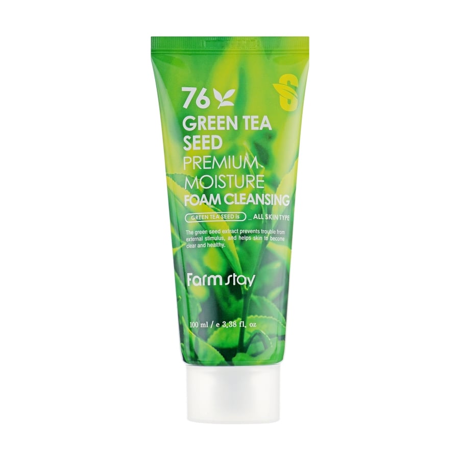 Пінка для вмивання FarmStay Green Tea Seed Premium Moisture Foam Cleansing з насінням зеленого чаю, 100 мл