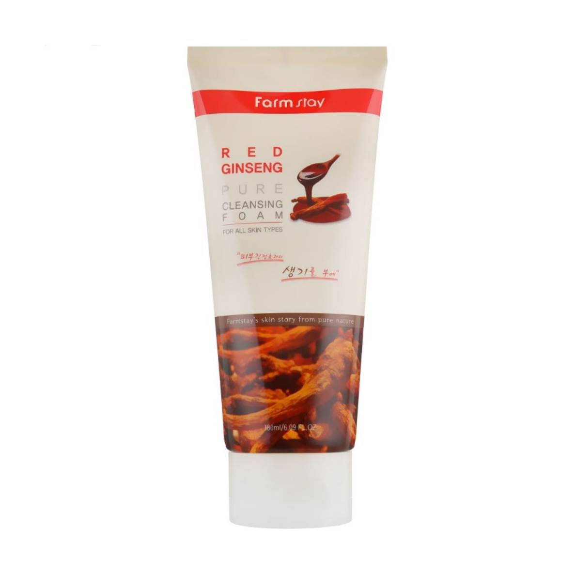 Пінка для вмивання Farmstay Red Ginseng Pure Cleansing Foam з екстрактом червоного женьшеню, 180 мл