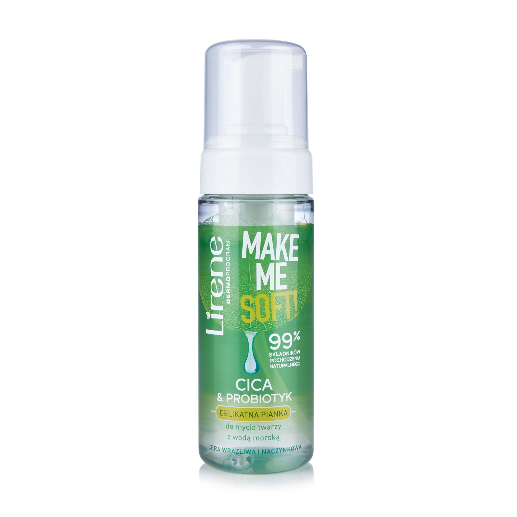 Пiнка для вмивання Lirene MakeMe Soft Cica &amp; Probiotyk з морською водою, для чутливої шкіри, 150 мл