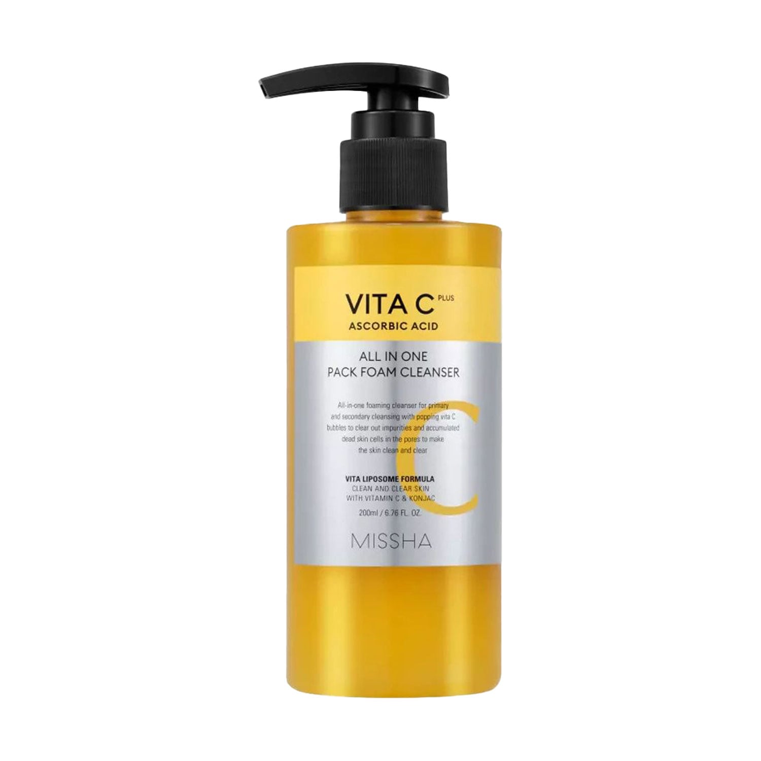 Пінка для вмивання Missha Vita C Plus All In One Pack Foam Cleanser з вітаміном C, 200 мл