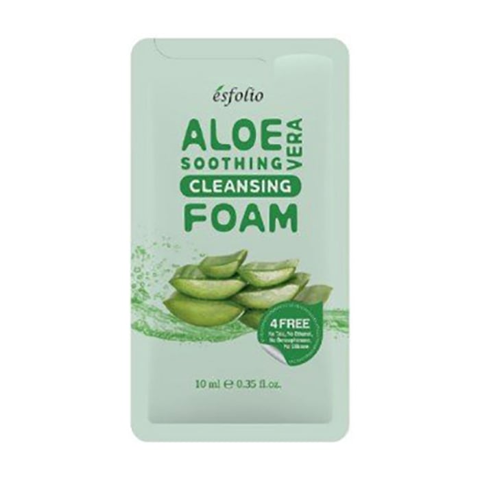 Пінка для вмивання обличчя Esfolio Aloe Vera Soothing Cleansing Foam заспокійлива, з алое вера, 10 мл (мініатюра)