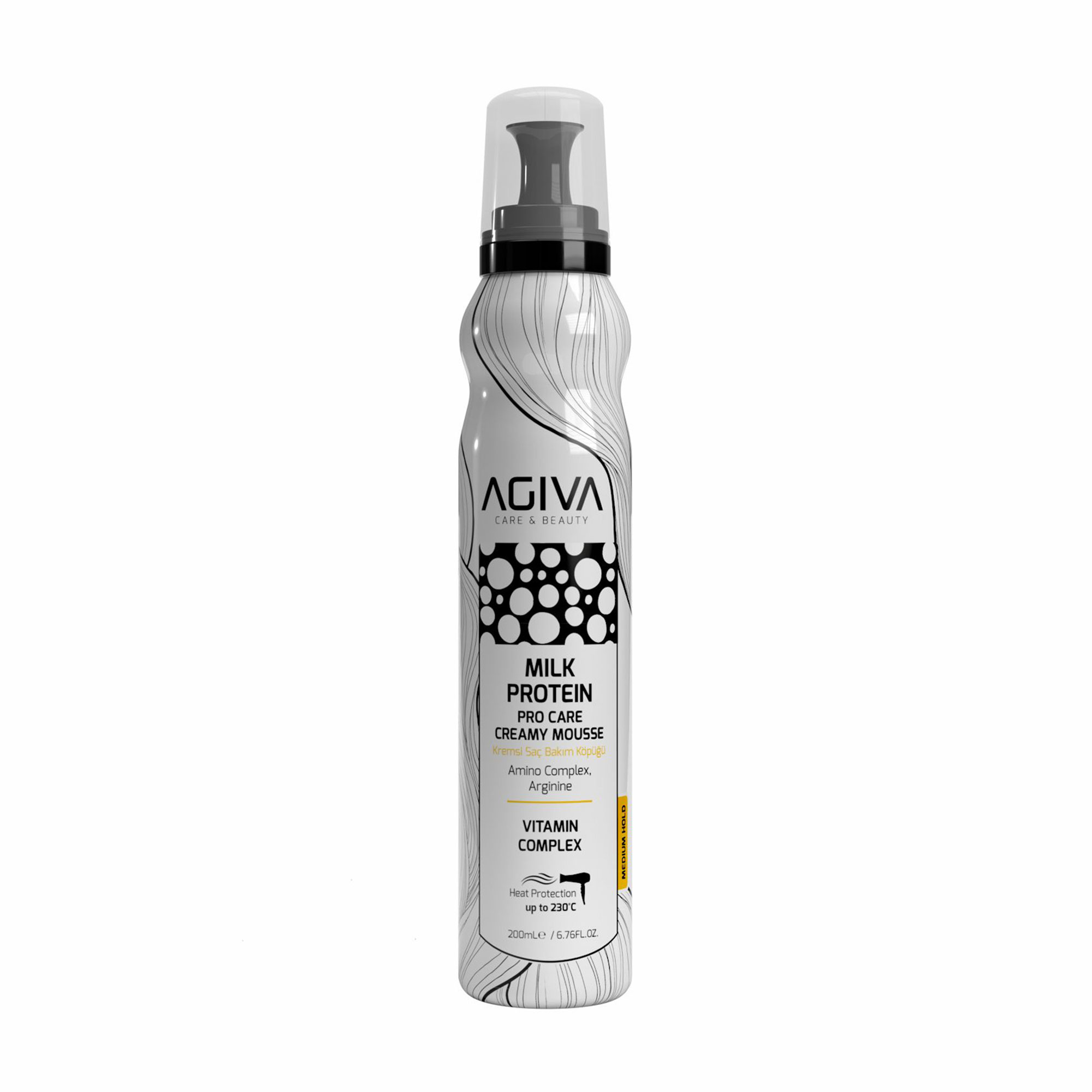 Пінка для волосся Agiva Milk Protein Pro Care Creamy Mousse Середня фіксація, 200 мл