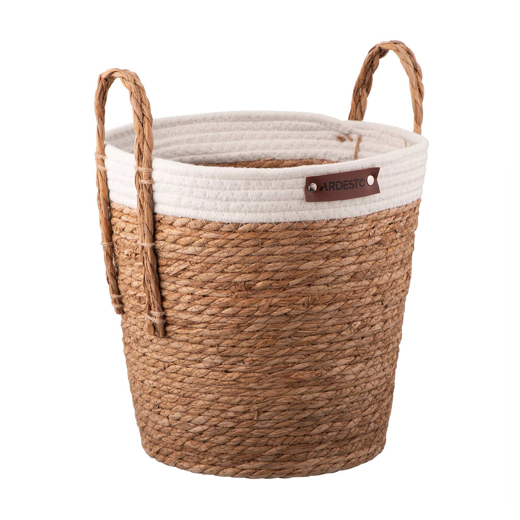 Плетений кошик для зберігання Ardesto Prestigio з ручками, 29*29*30 см, сірий (ARHC2510SB)