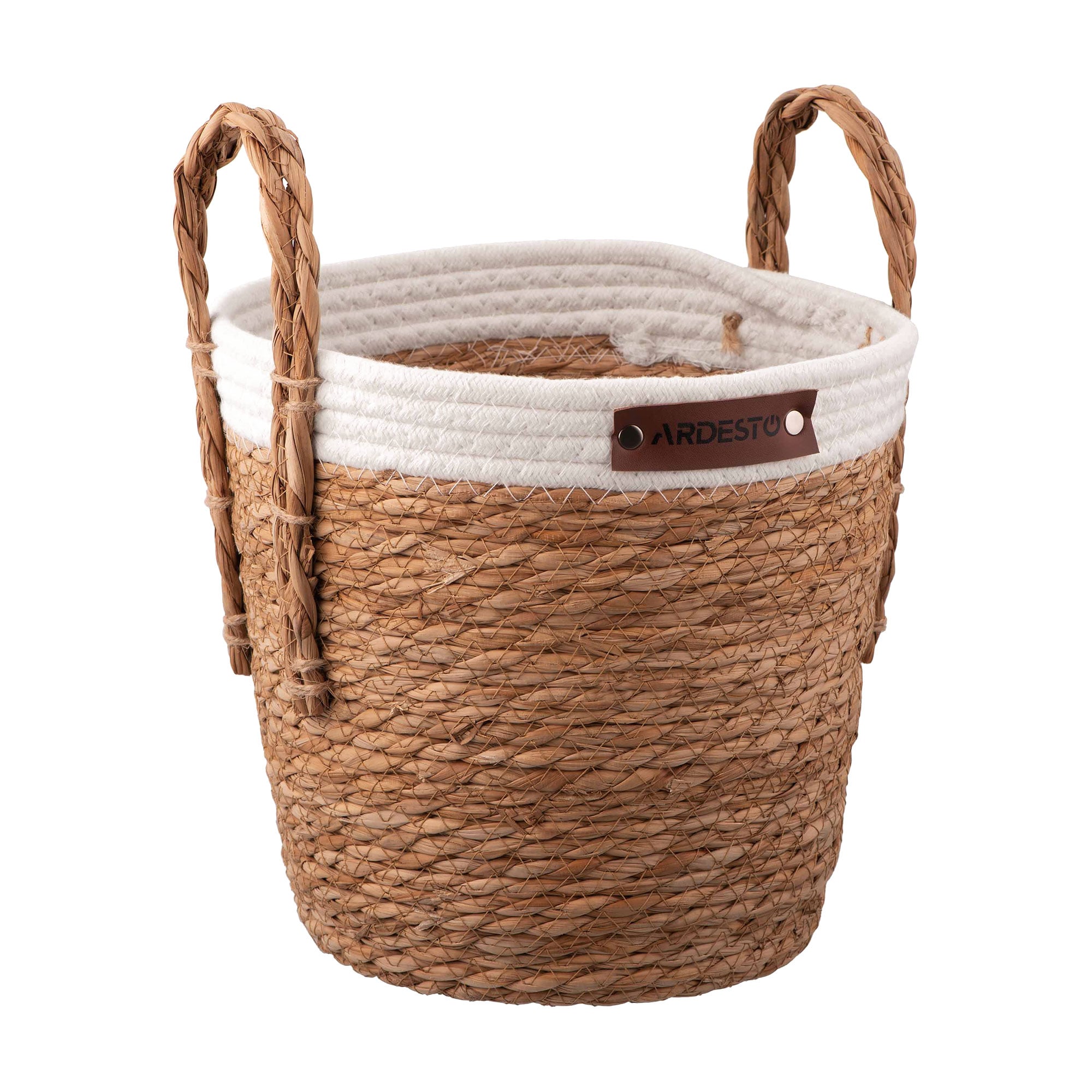 Плетений кошик для зберігання Ardesto Prestigio з ручками, сірий, 26*26*24 см (ARHC2509SB)