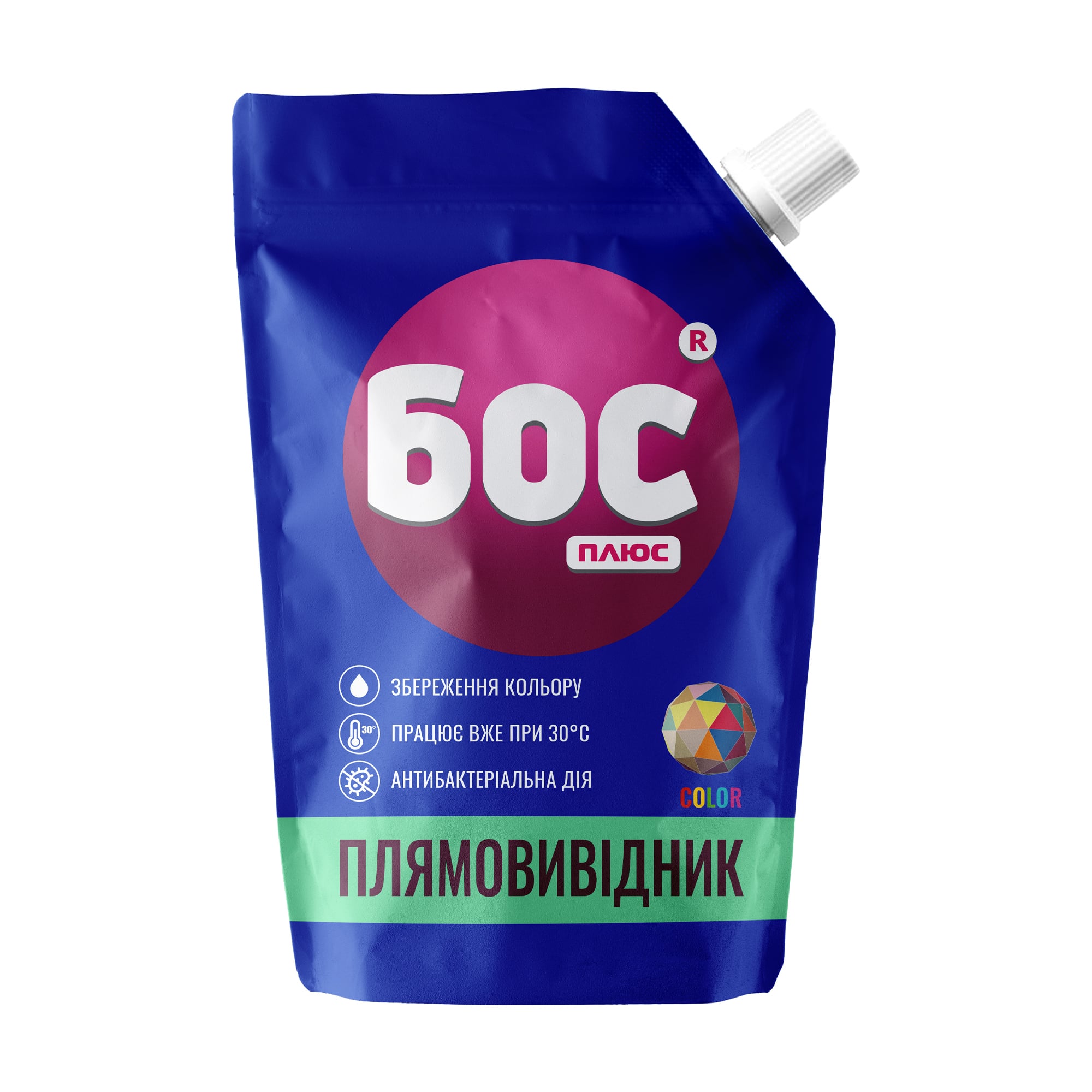 Плямовивідник-гель БОС Плюс Color для кольорових тканин, 500 мл