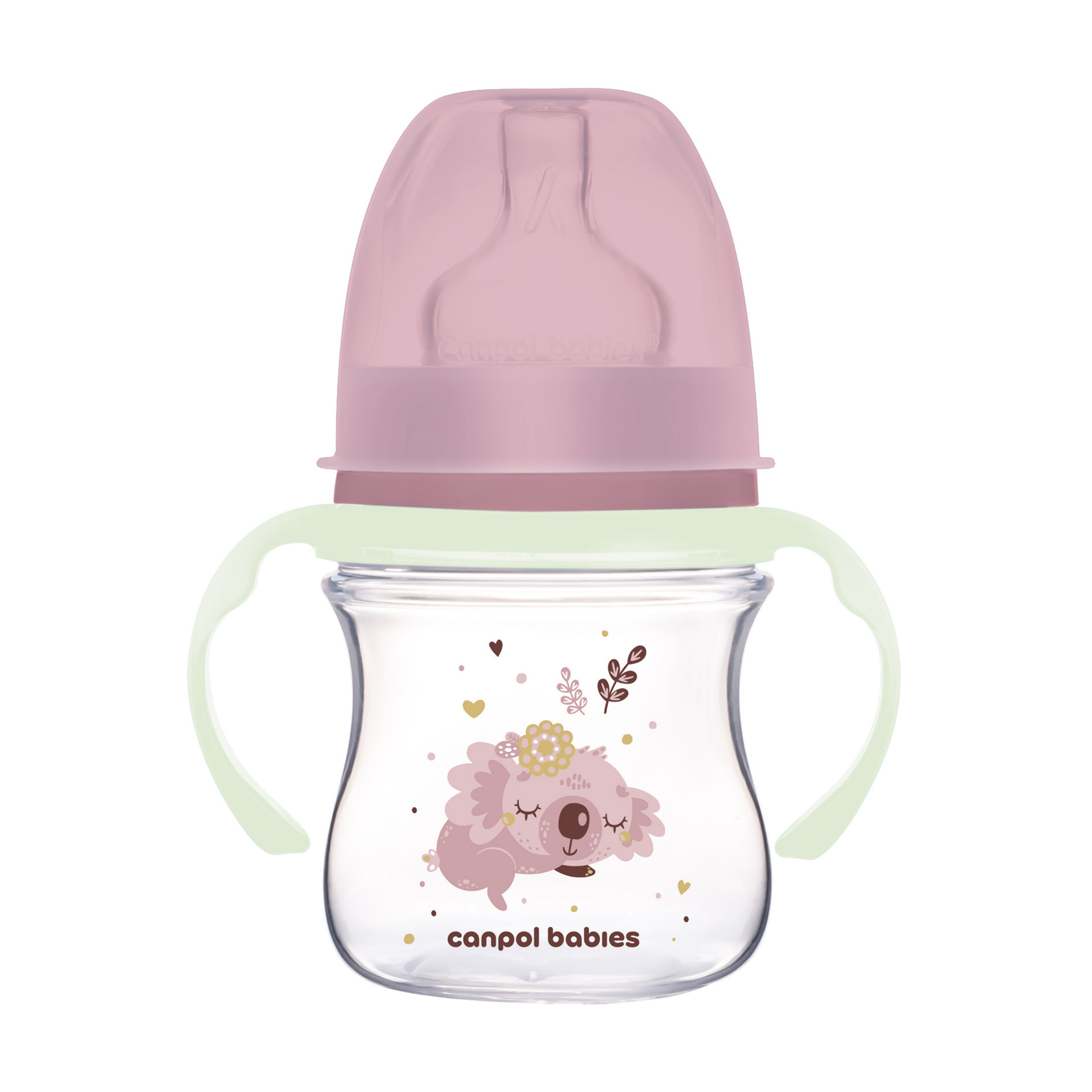 Пляшка Canpol Babies EasyStart Sleepy Koala з широким отвором, антиколікова, рожева, 120 мл (35/236_pin)