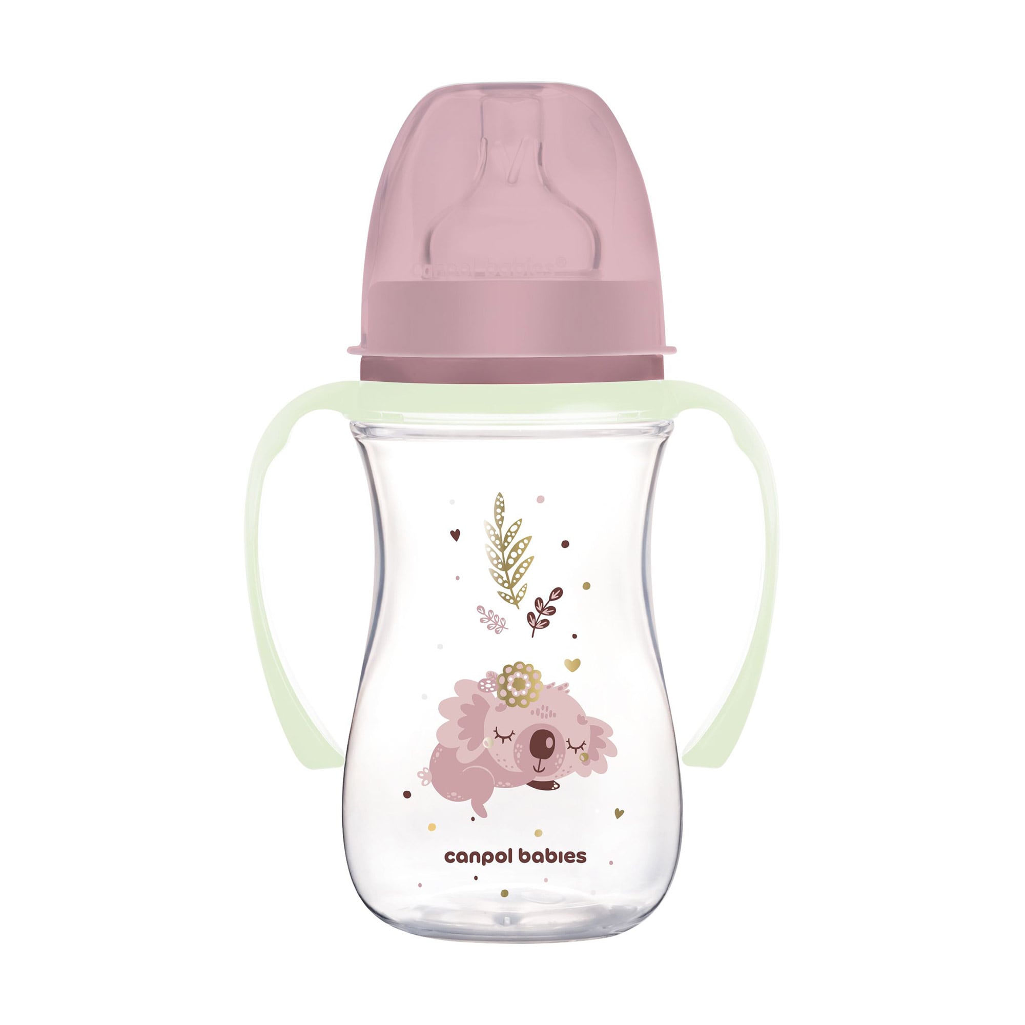 Пляшка Canpol Babies EasyStart Sleepy Koala з широким отвором, антиколікова, рожева, 240 мл (35/237_pin)