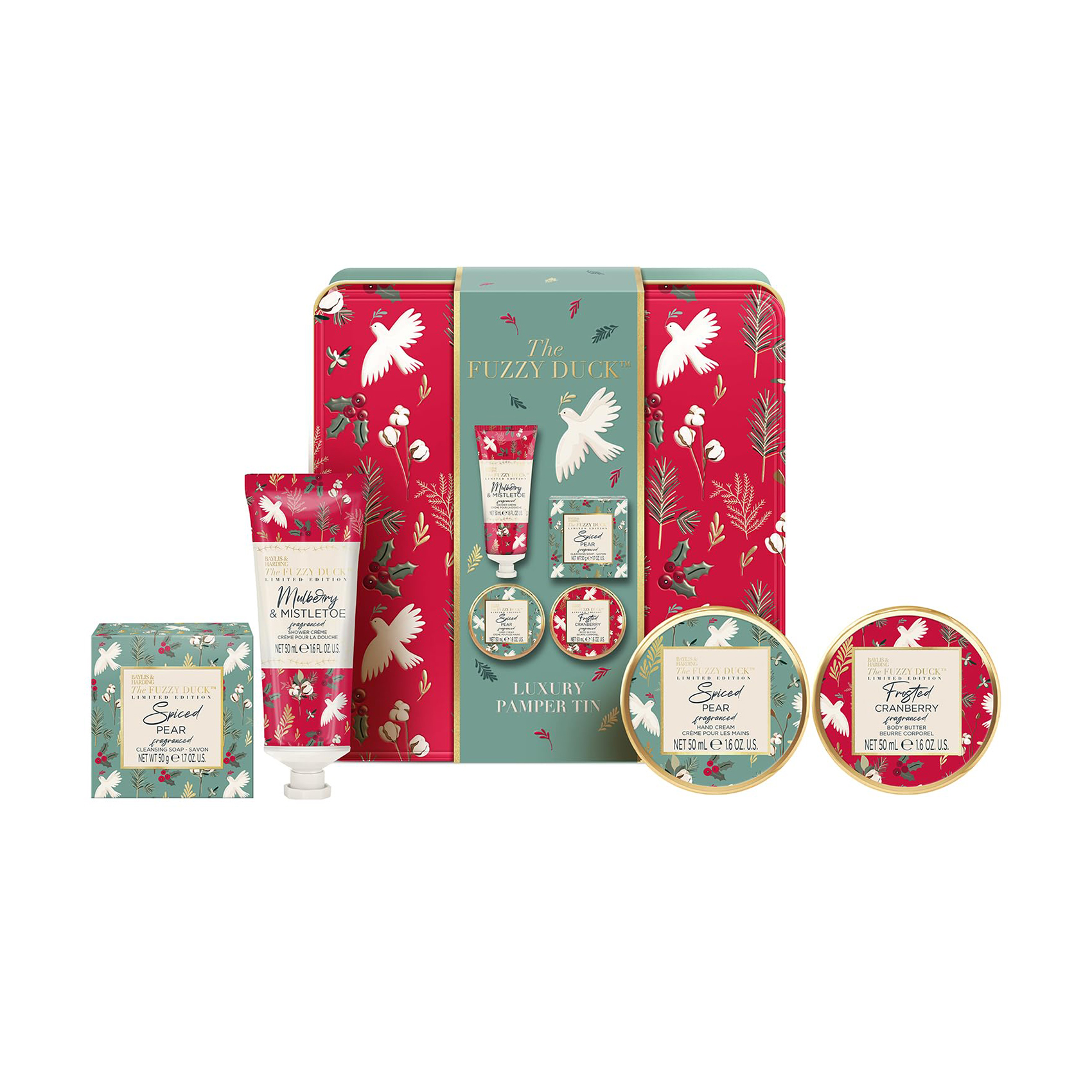 Подарунковий набір Baylis &amp; Harding The Fuzzy Duck Winter Wonderland Luxury Pamper Tin Gift Set (крем для душу, 50 мл + масло для тіла, 50 мл + крем для рук, 50 мл + мило, 50 г)