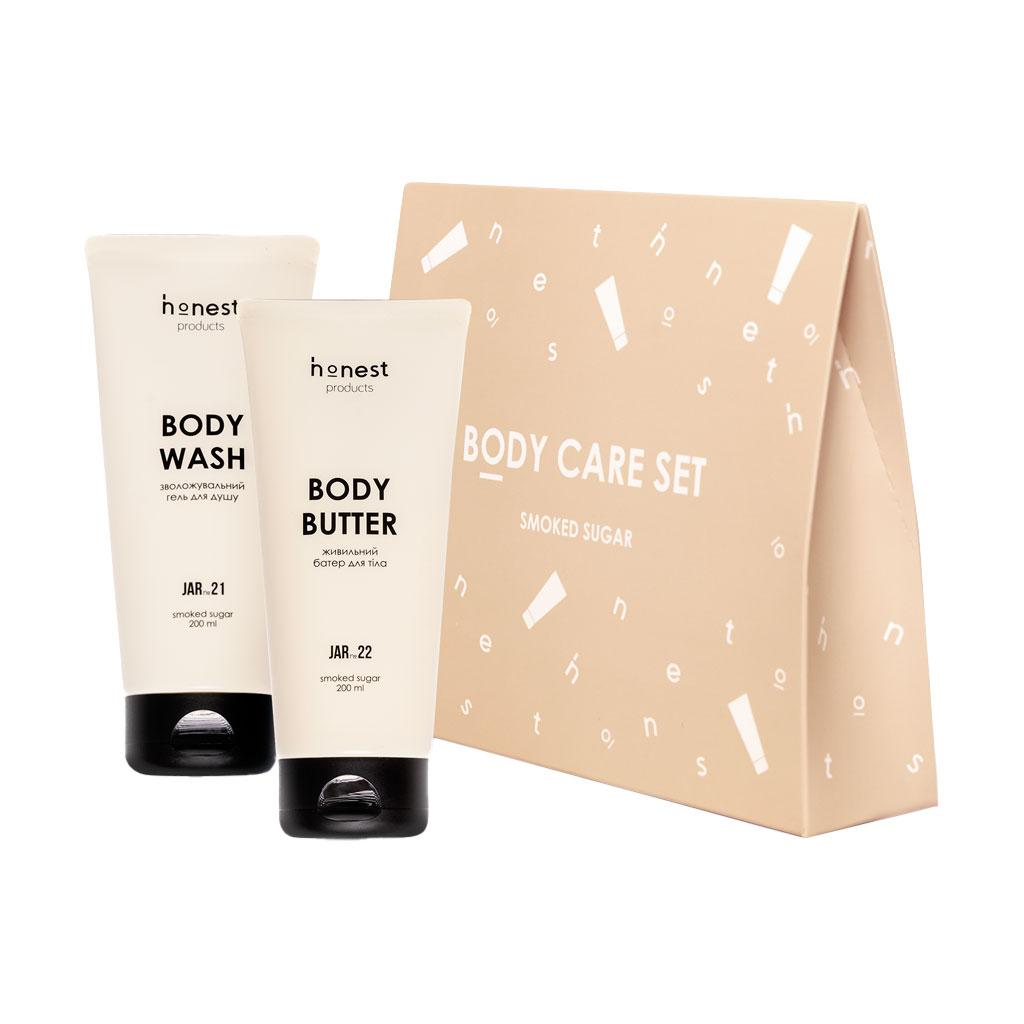 Подарунковий набір для догляду за тілом Honest Products Smoked Sugar (крем-гель, 200 мл + баттер, 200 мл)