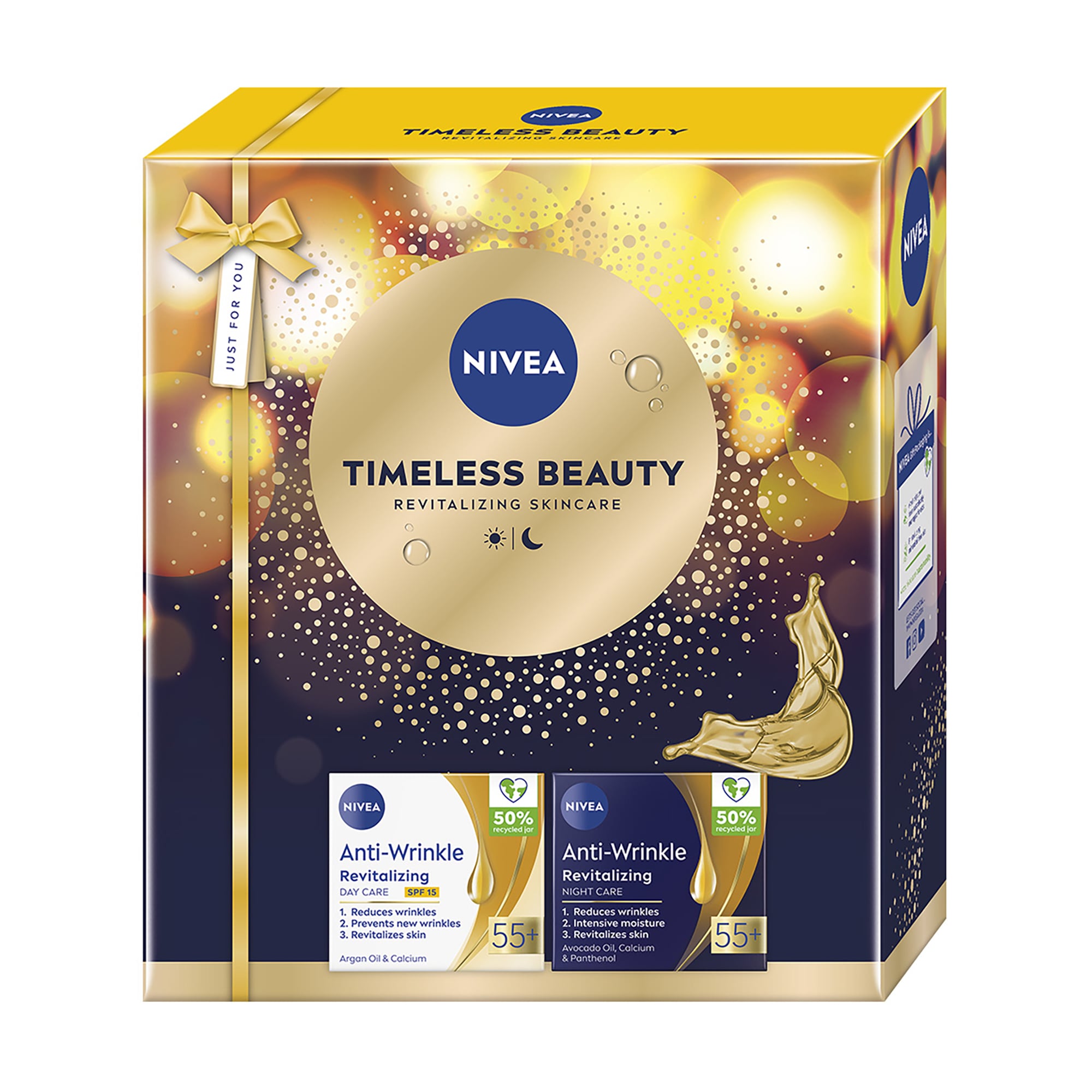 Подарунковий набір для обличчя NIVEA Timeless Beauty (крем денний 55+, 50 мл + крем нічний 55+, 50 мл)