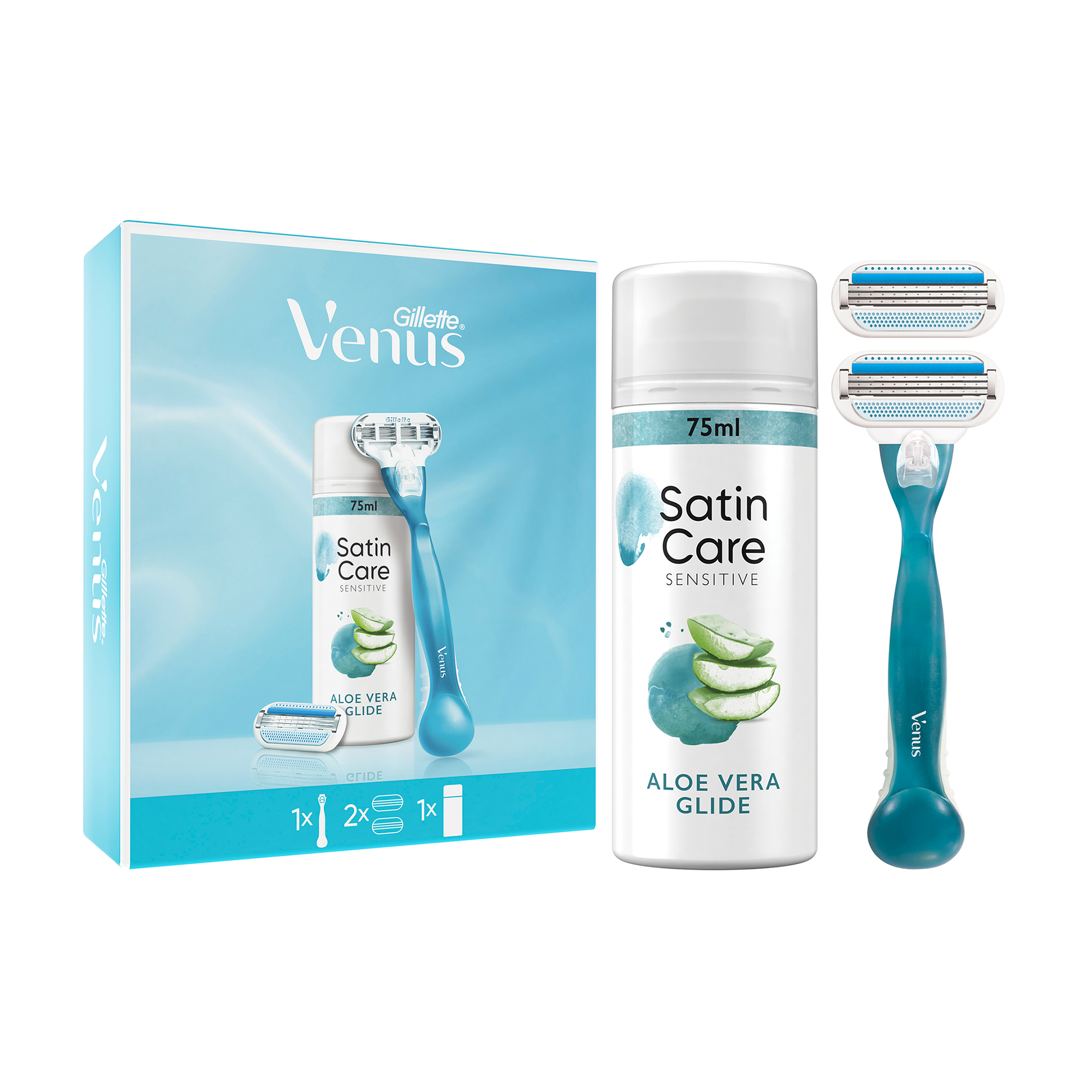 Подарунковий набір Gillette Venus Smooth жіночий (станок для гоління жіночий + 2 змінних леза + гель для гоління, 75 мл)