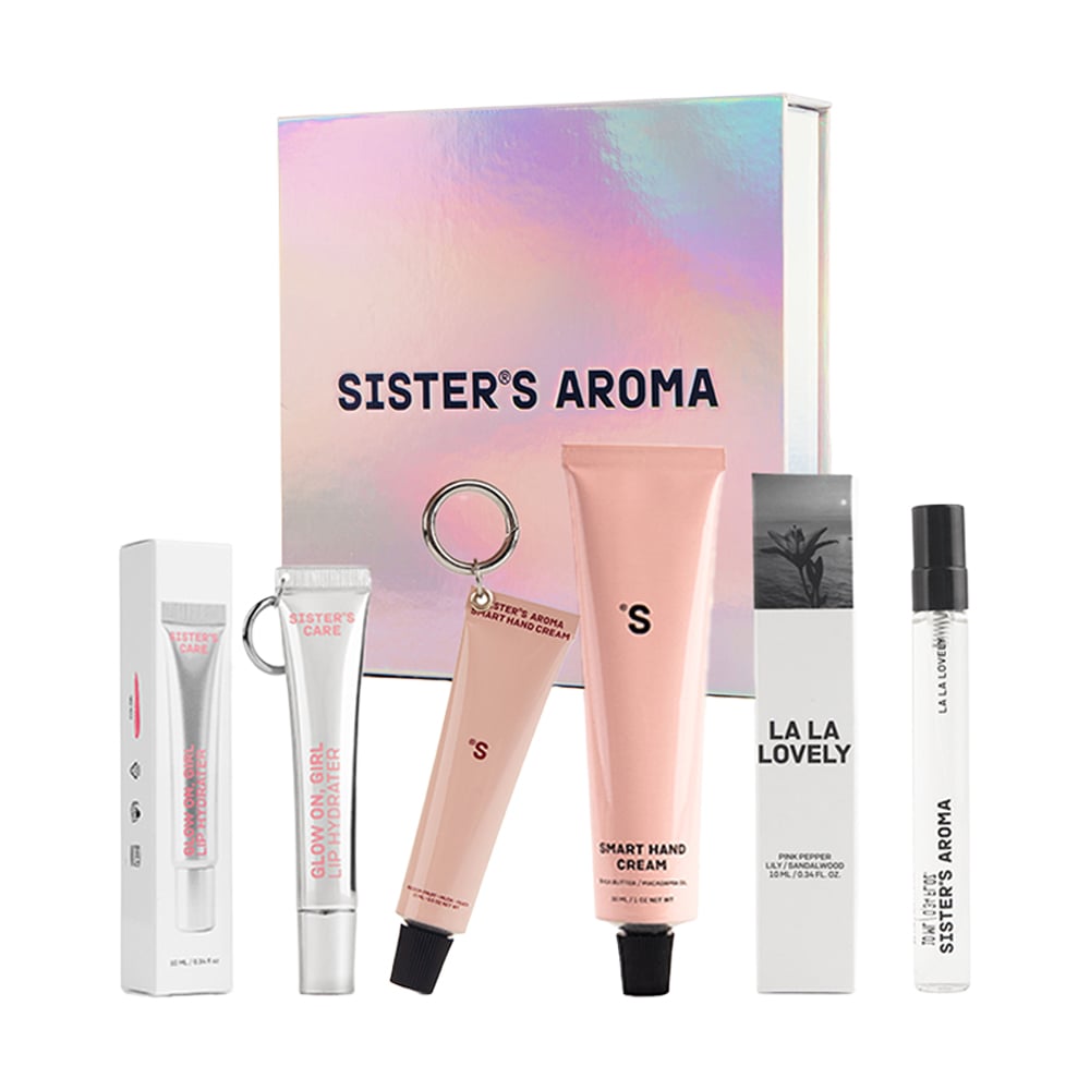 Подарунковий набір Sister's Aroma Для сумочки (парфумована вода La La Lovely, 10 мл + бальзам-брелок для губ, 10 мл + крем для рук, 30 мл + крем-брелок, 15 мл + коробка)