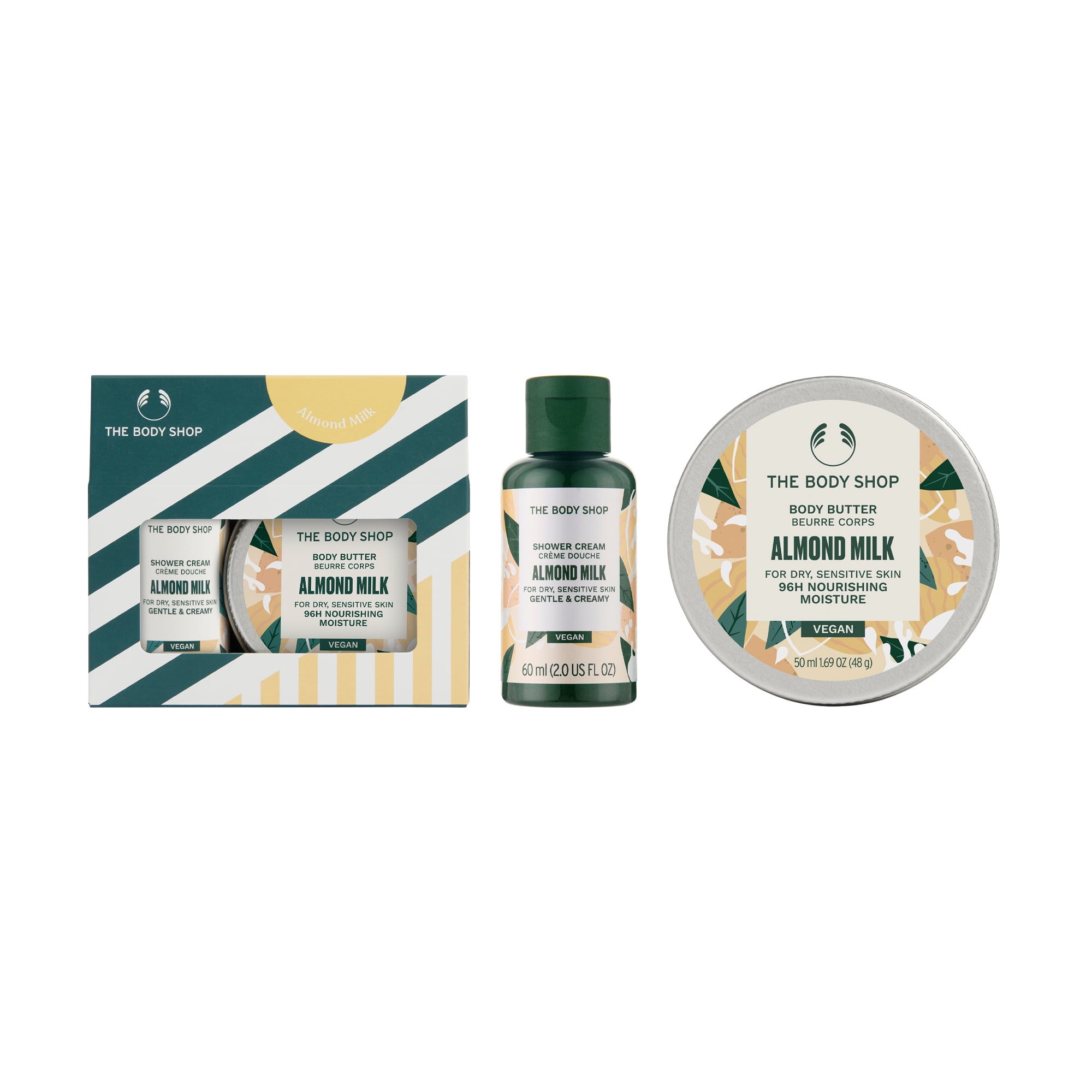 Подарунковий набір The Body Shop Almond Milk Мигдальне молочко (крем-гель для душу, 60 мл + батер для тіла, 50 мл)