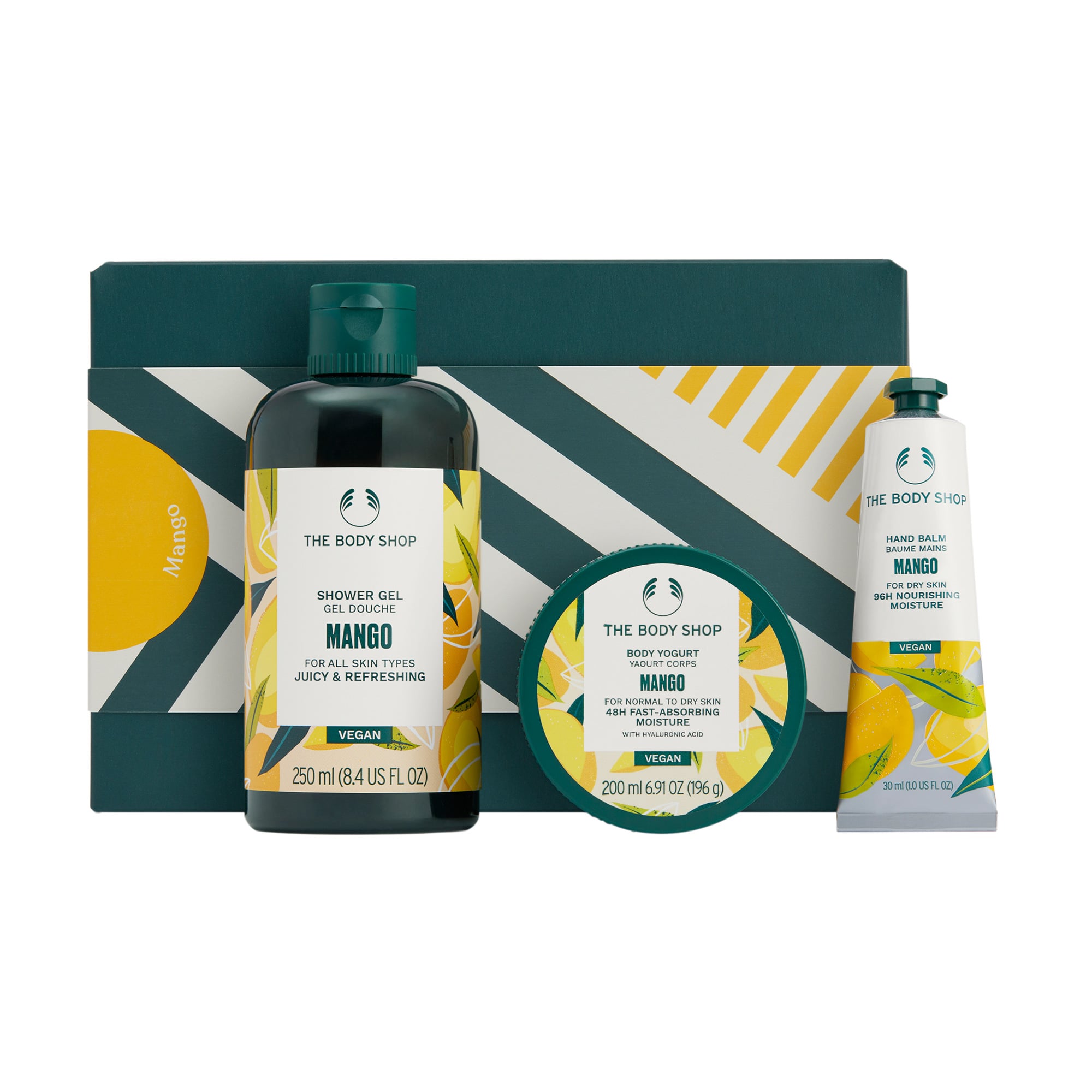 Подарунковий набір The Body Shop Mango Манго (гель для душу, 250 мл + йогурт для тіла, 200 мл + крем-бальзам для рук, 30 мл)