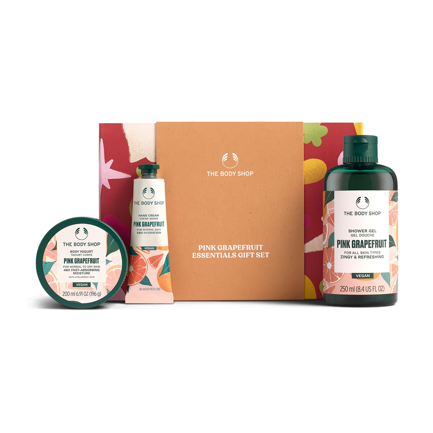 Подарунковий набір The Body Shop Pink Grapefruit Essentials Gift Set (гель для душу, 250 мл + йогурт для тіла, 200 мл + крем для рук, 30 мл)