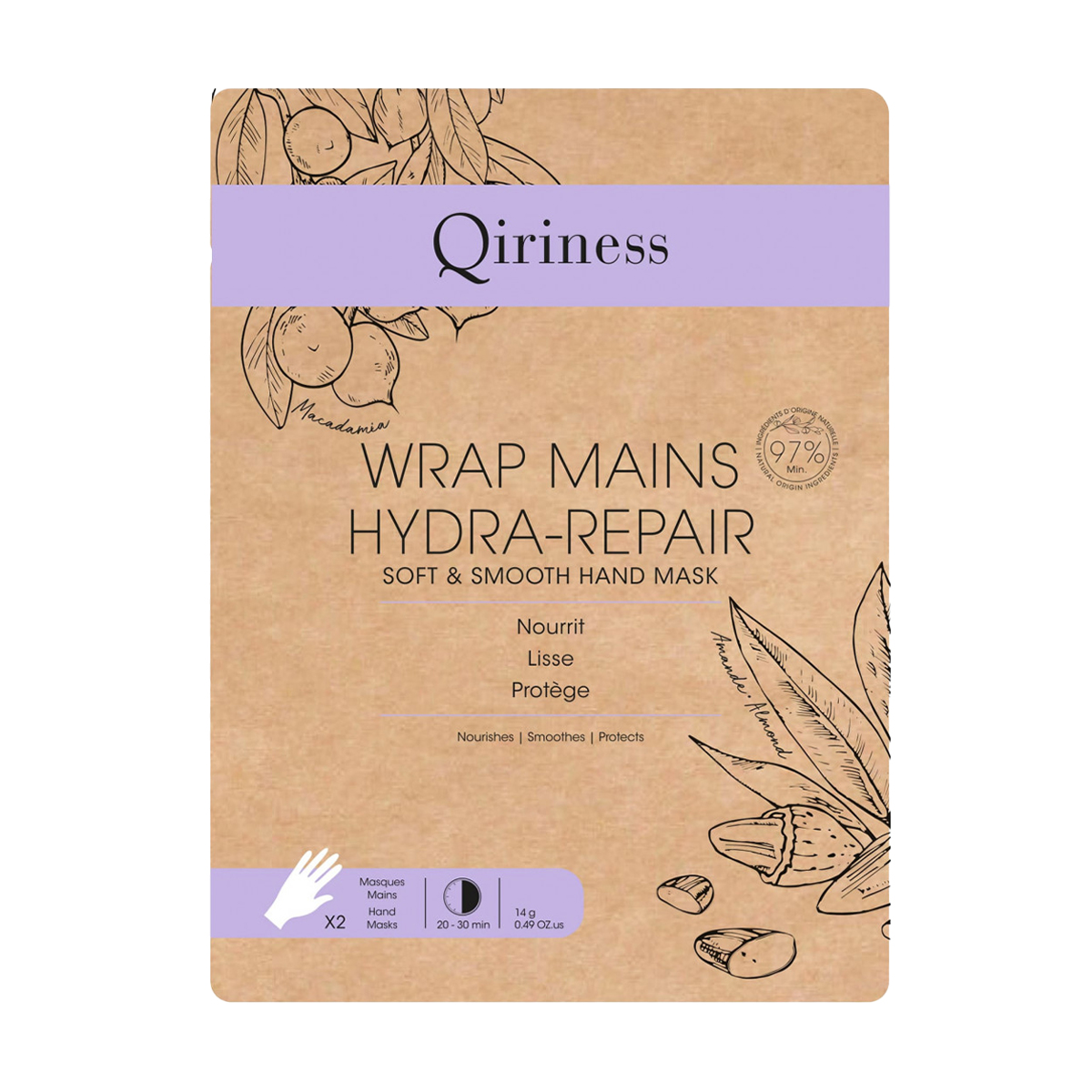 Пом'якшувальна та розгладжувальна маска для шкіри рук Qiriness Soft &amp; Smooth Hand Mask, 14 г