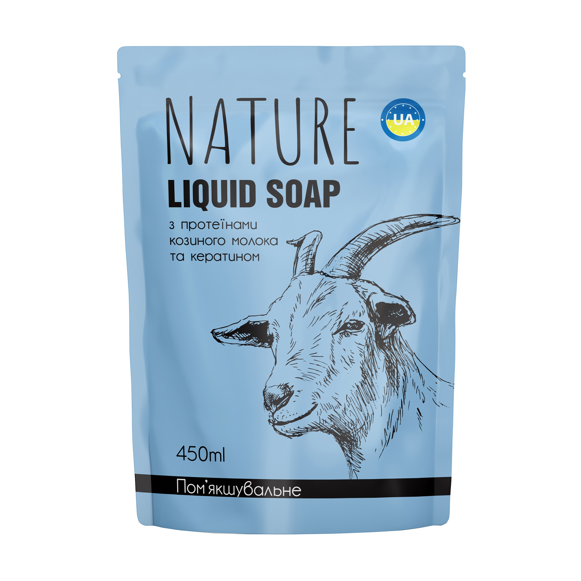 Пом'якшувальне рідке мило Bioton Cosmetics Nature Liquid Soap з протеїнами козиного молока та кератином, 450 мл