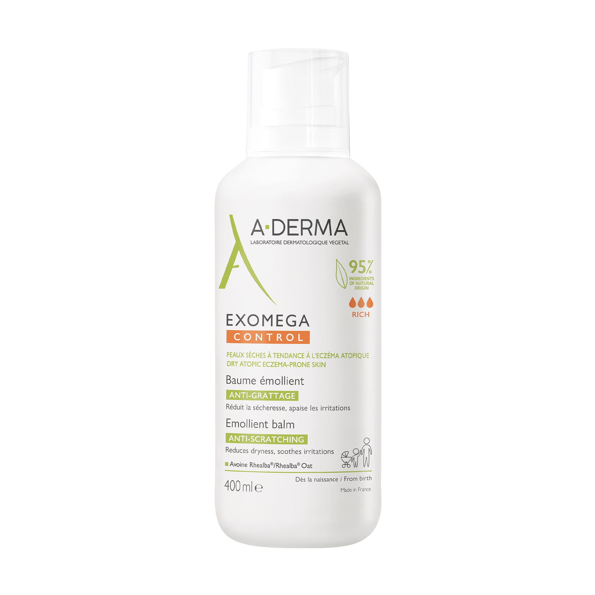 Пом'якшувальний бальзам для тіла A-Derma Exomega Control Emollient Balm Anti-Scratching, 400 мл