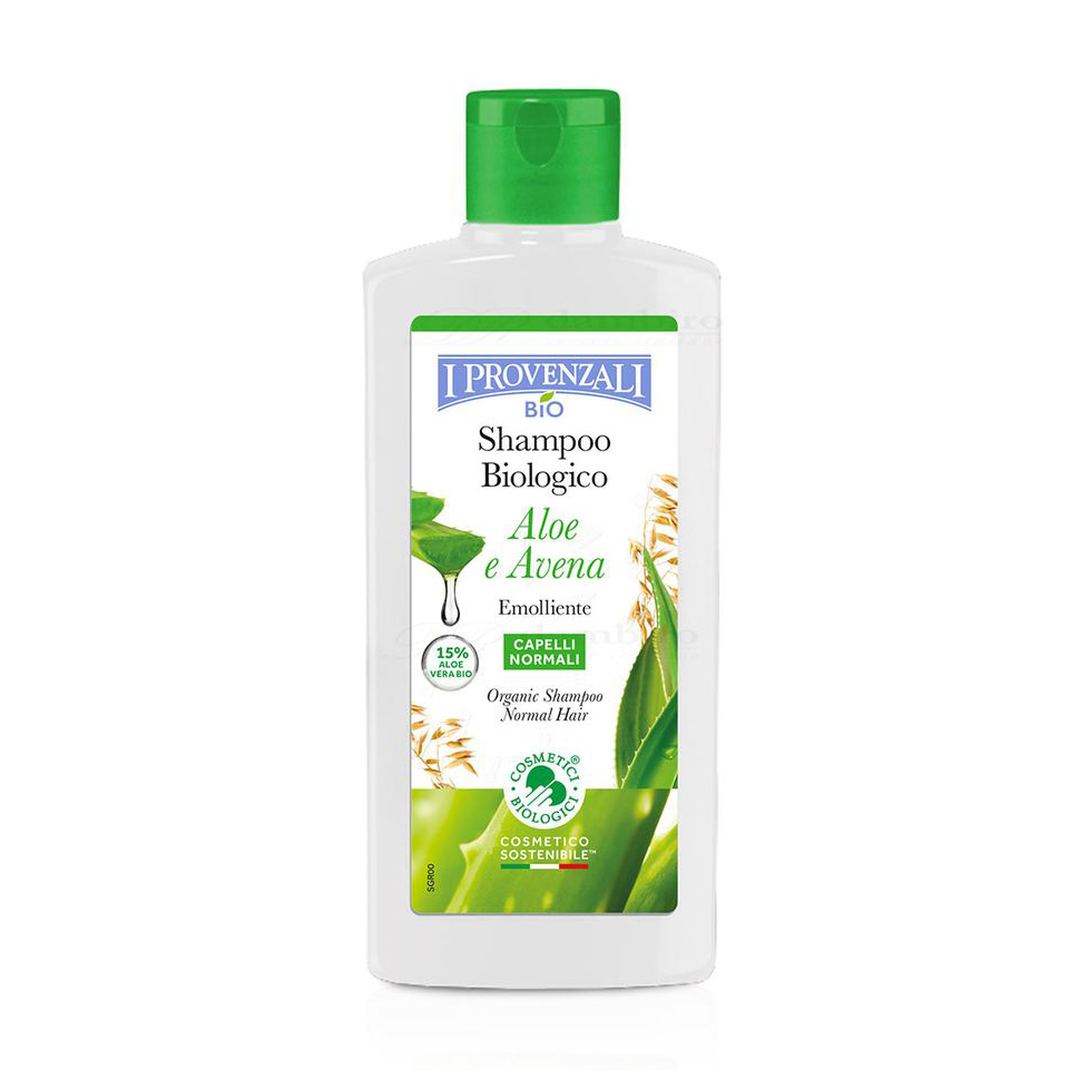 Пом'якшувальний шампунь для нормального волосся I Provenzali Aloe Organic Shampoo, з органічним соком алое 15% і екстрактом вівса, 250 мл