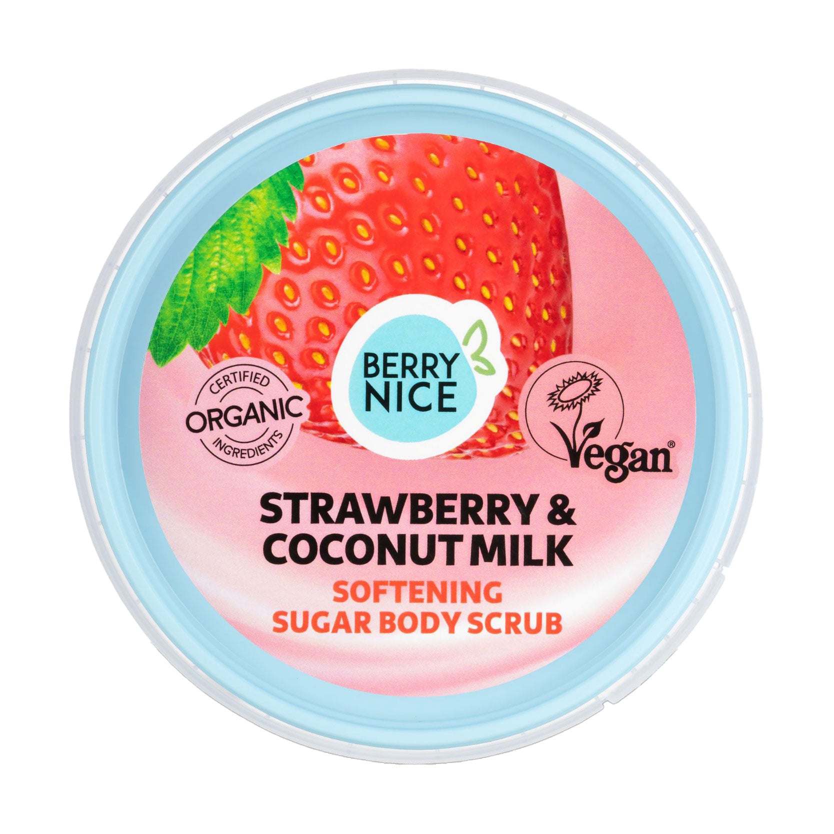 Пом'якшувальний цукровий скраб для тіла BERRY NICE Softening Sugar Body Scrub Strawberry &amp; Coconut Milk, 250 мл