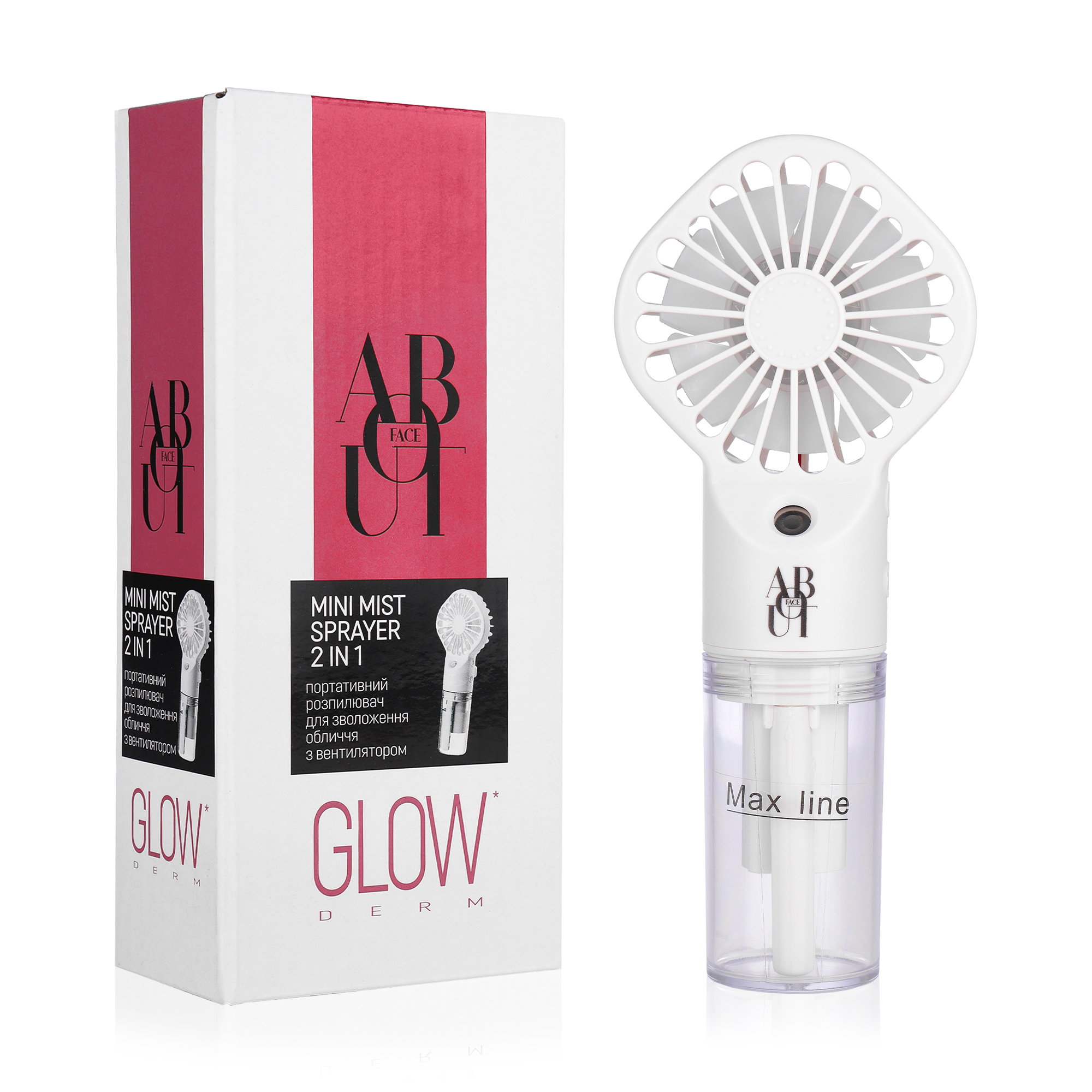 Портативний розпилювач ABOUT face MINI MIST SPRAYER  2 in 1 для зволоження обличчя з вентилятором, 20 мл