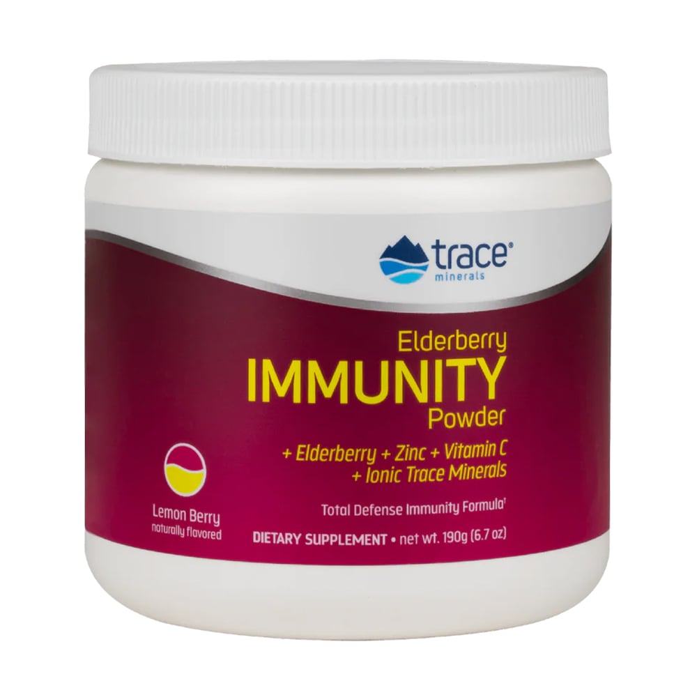 Посилення імунітету з бузиною Trace Minerals Elderberry Immunity Powder зі смаком лимону та ягід, 190 г
