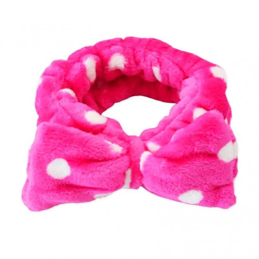 Пов'язка косметична Cosmo Shop Бантик, малинова з білим горошком, 1 шт (CS11024)