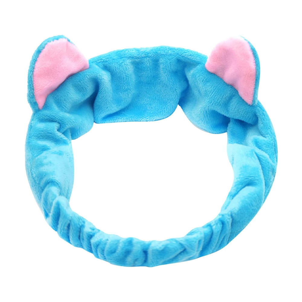 Пов'язка косметична Cosmo Shop Котик, блакитна з рожевими вушками, 1 шт (CS0974)