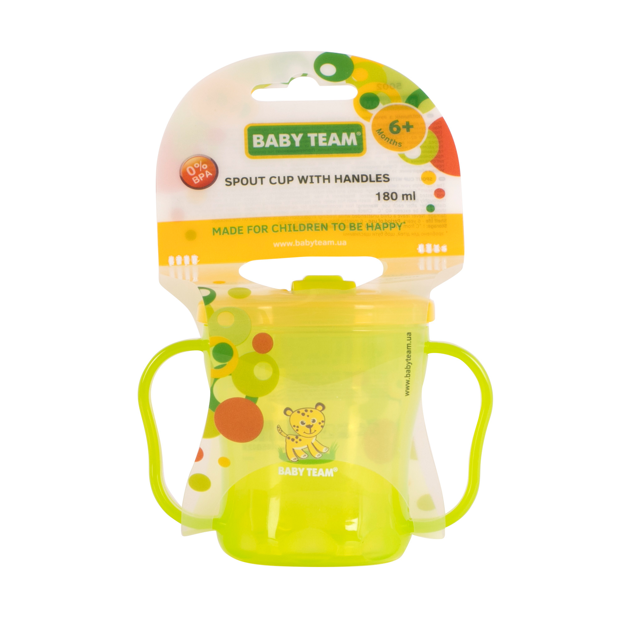 Поїльник із ручками та складним носиком Baby Team від 6 місяців, 180 мл (5002)