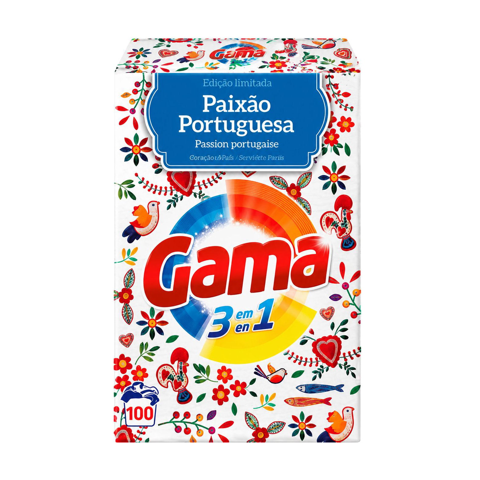 Пральний порошок 3 в 1 Gama Paixao Portuguesa, 100 циклів прання, 5.5 кг