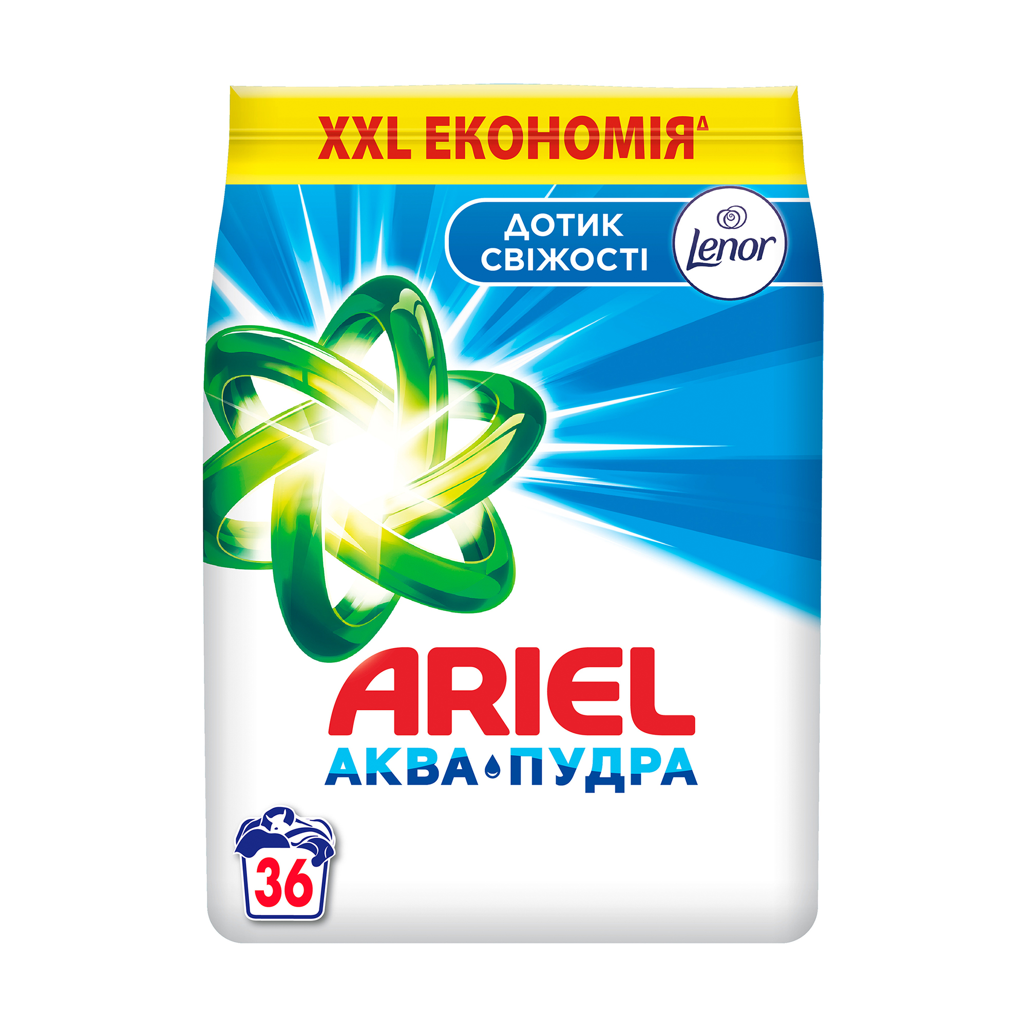 Пральний порошок Ariel Аква-Пудра Touch of Lenor Дотик свіжості Lenor, автомат, 36 циклів прання, 5.4 кг
