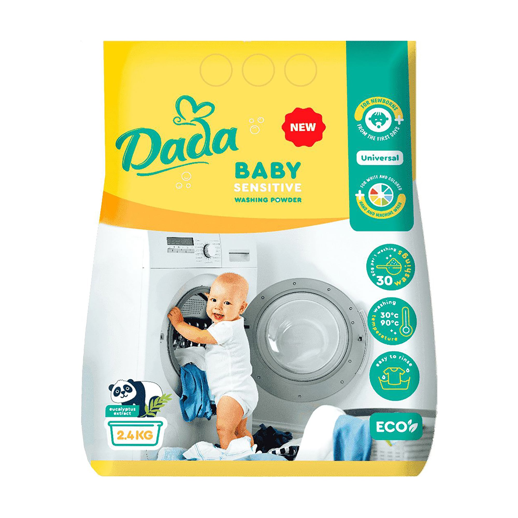 Пральний порошок Dada Baby Sensitive для дитячої білизни, 30 циклів прання, 2.4 кг