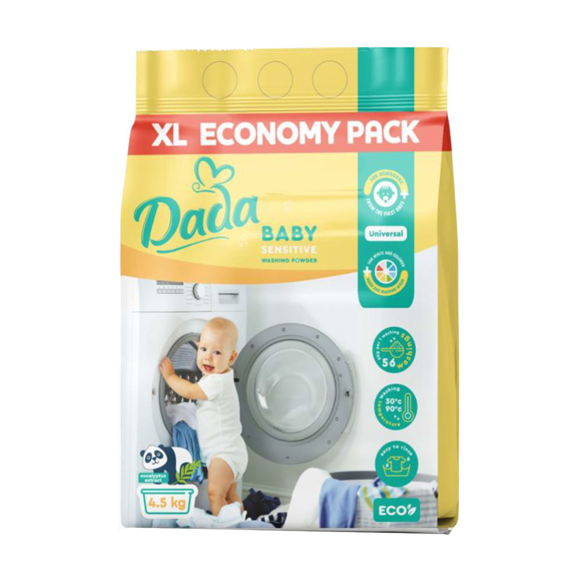 Пральний порошок Dada Baby Sensitive для прання дитячих речей, 56 циклів прання, 4.5 кг
