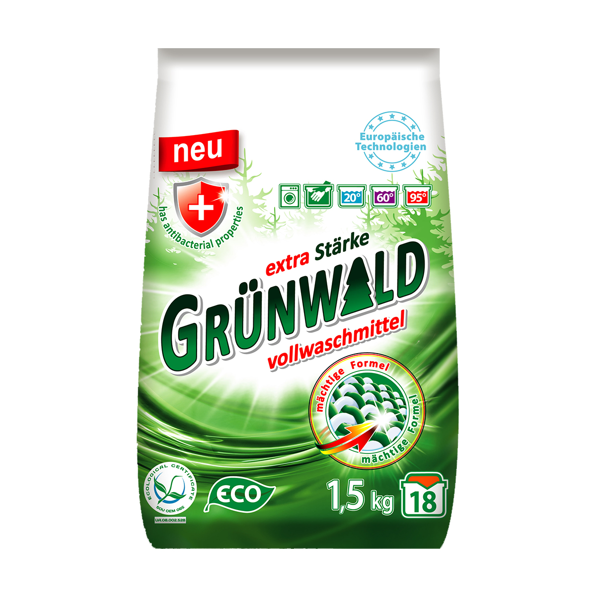 Пральний порошок Grunwald Гірська свіжість, 18 циклів прання, 1.5 кг