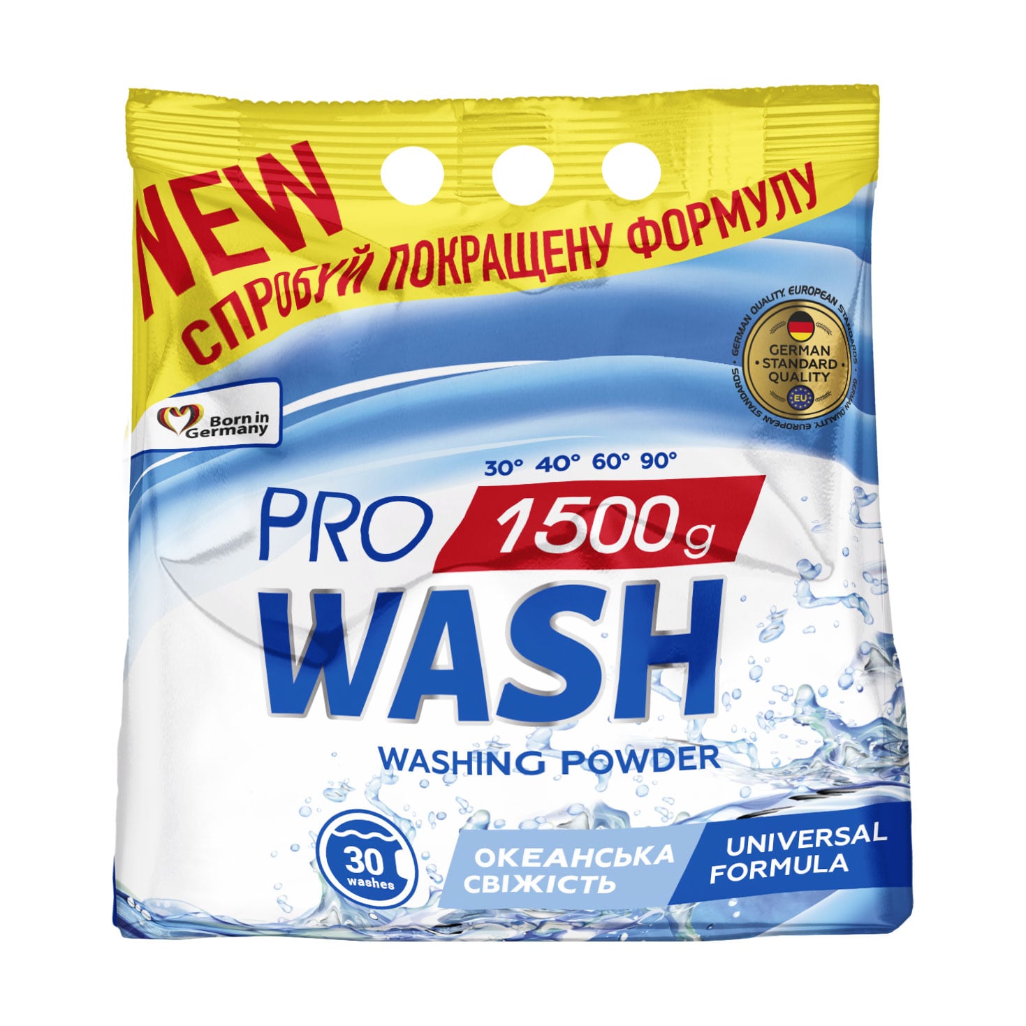 Пральний порошок Pro Wash універсальний Океанська свіжість, 30 циклів прання, 1.5 кг